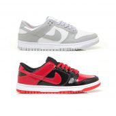 Kit 2 Pares Dunk Low Branco Cinza E Preto Vermelho Verniz